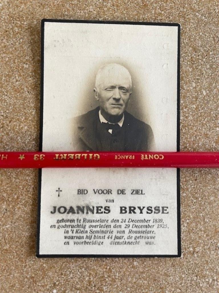 BP DIENSTKNECHT KLEIN SEMINARIE ROESELARE DHR JOANNES BRYSSE, Ophalen of Verzenden, Bidprentje