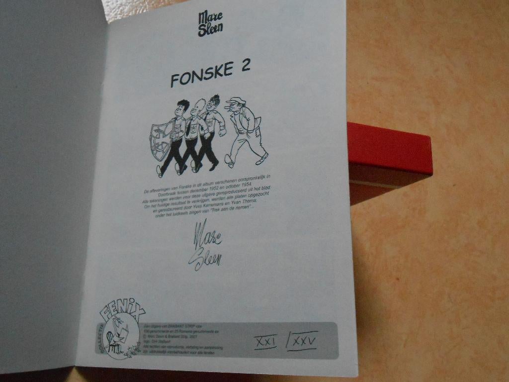 Collectie fenix 2 Fonske 2 2001 1 ste druk. XXI/XXV gesign, Marc Sleen, Eén stripboek, Nieuw, Ophalen of Verzenden