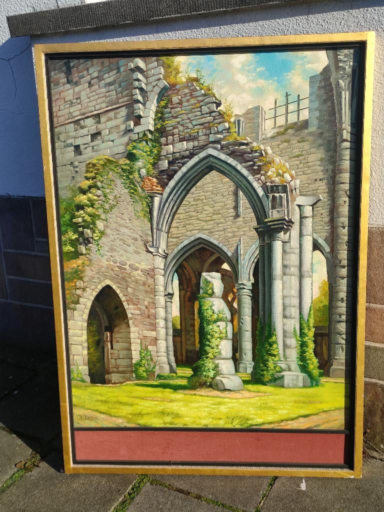 huile sur toile abbaye de l aulne signe rene tobie, Enlèvement