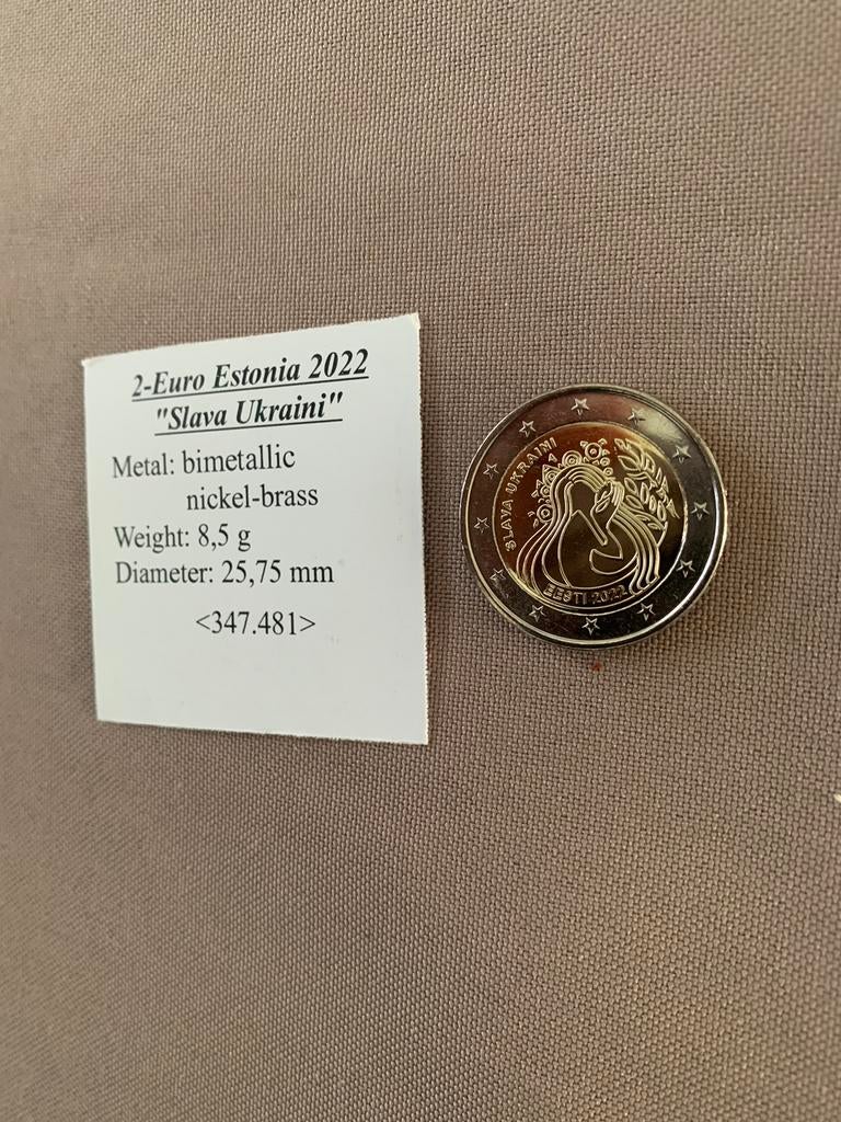 2euro estland 2022 slavia ukraini UNC, Ophalen of Verzenden, Estland, 2 euro, Losse munt
