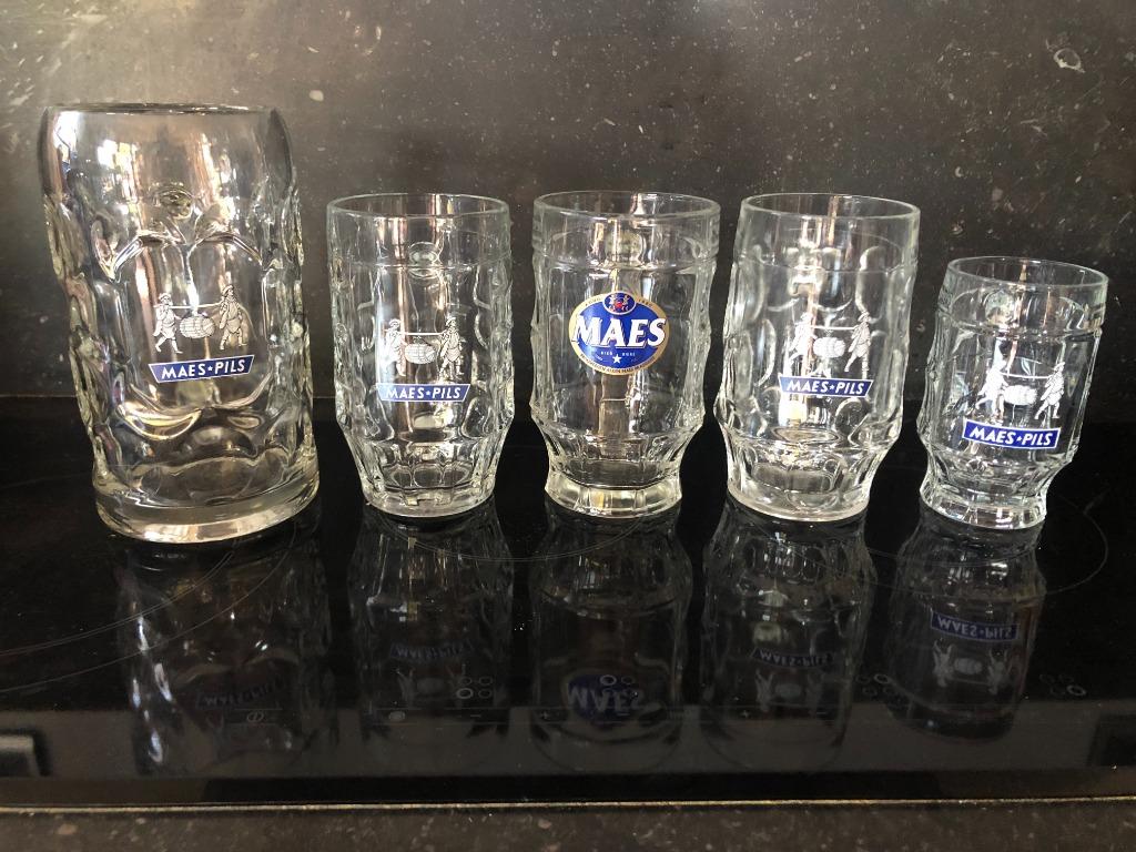 maes pils LOT  5 x bierglas/bierpul, Verzamelen, Biermerken, Ophalen of Verzenden, Gebruikt, Glas of Glazen, Overige merken