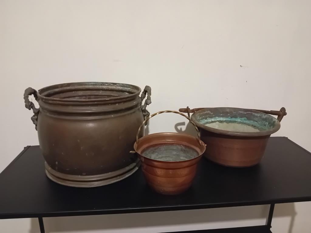 Lot de 3 cache pots en cuivre, Enlèvement ou Envoi