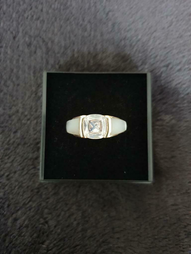 Plaqué ring met parelmoer en zirkonia maat 58 NIEUW, Handtassen en Accessoires, Ringen, Met kristal, Nieuw, Ophalen of Verzenden