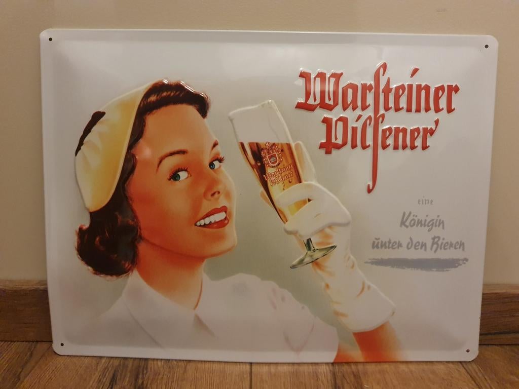 Metaal Reclamebord - Warsteiner Pilsener -, Verzamelen, Ophalen of Verzenden, Zo goed als nieuw, Reclamebord