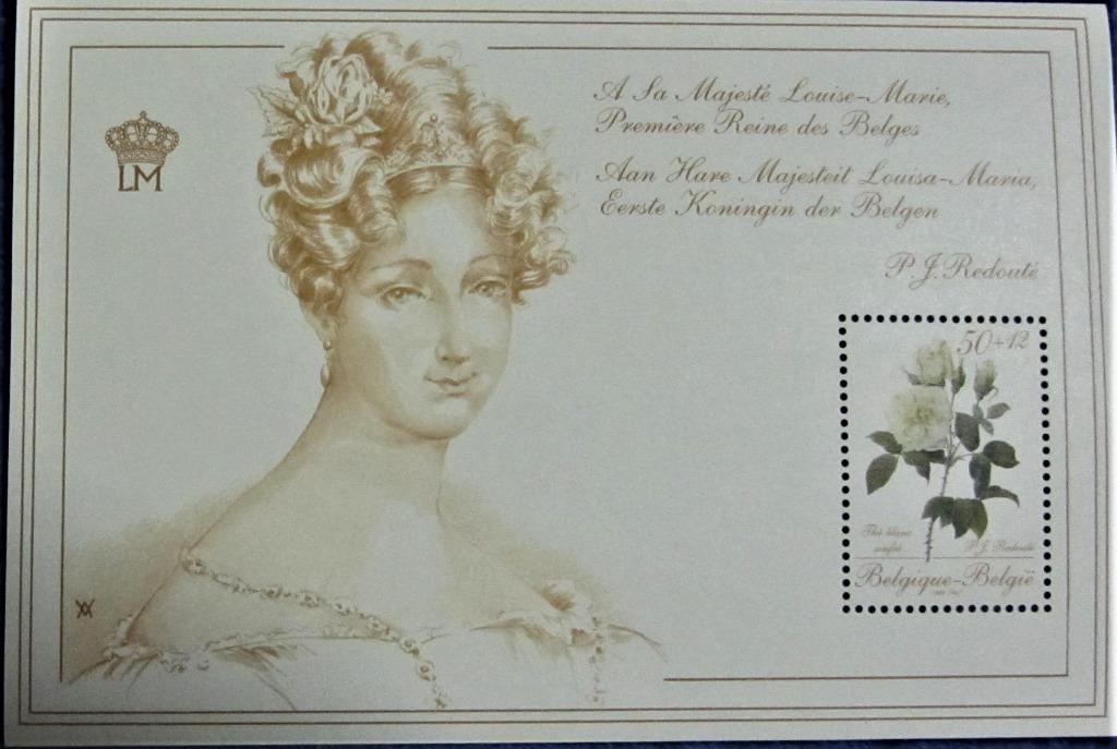 POSTZEGELS- BLOKJE- LOUISE-MARIE EERSTE KONINGIN VAN BELGIË, Postzegels en Munten, Koninklijk huis, Orginele gom, Ophalen of Verzenden
