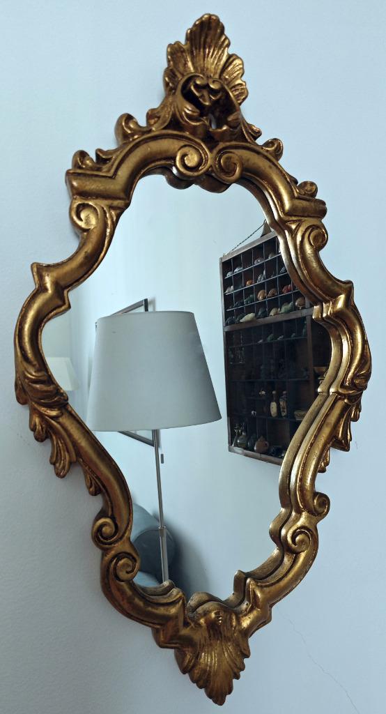 Gouden spiegel 58x33cm, Antiek en Kunst, Ophalen, Ovaal, Minder dan 50 cm, Minder dan 100 cm
