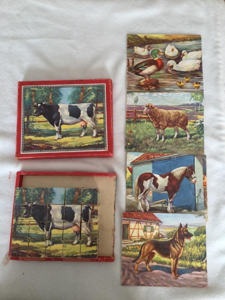 Vintage houten blokken puzzel, Kinderen en Baby's, Ophalen of Verzenden