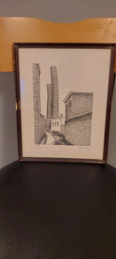 Tekening , ets, Antiek en Kunst, Kunst | Tekeningen en Fotografie, Ophalen
