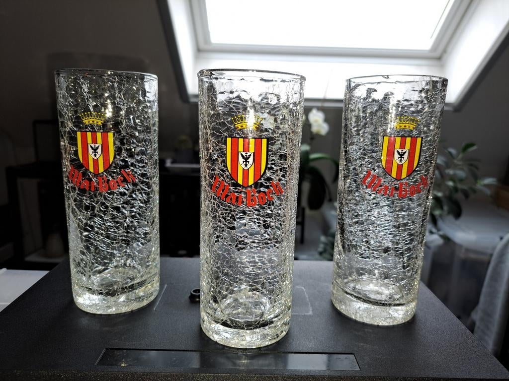 Te koop : 3 speciale oude maibock glazen., Verzamelen, Ophalen of Verzenden, Nieuw