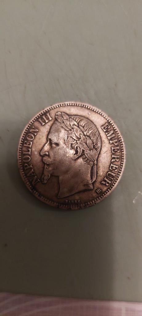 Muntstuk napoleon 3 5F 1869, Postzegels en Munten, Ophalen of Verzenden, Zilver, Zilver