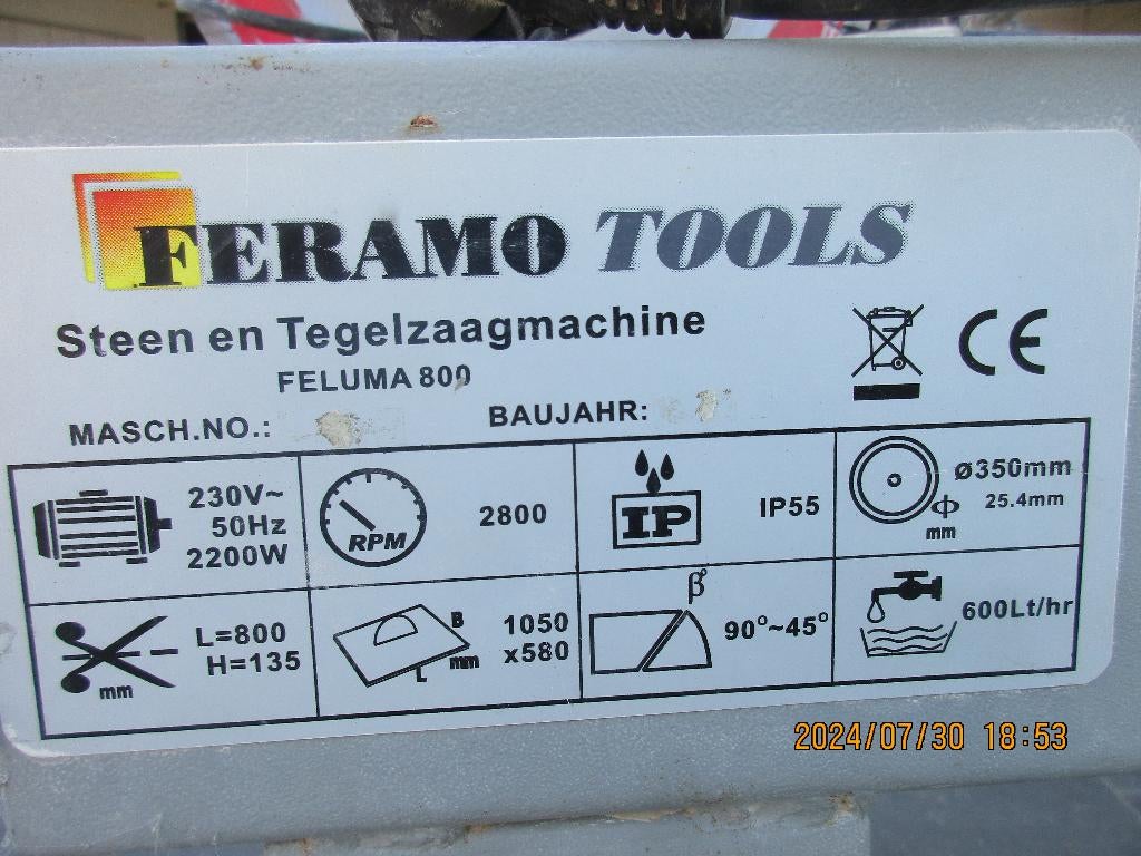 tegelzaag Feramo felumo 800, Ophalen, Zo goed als nieuw