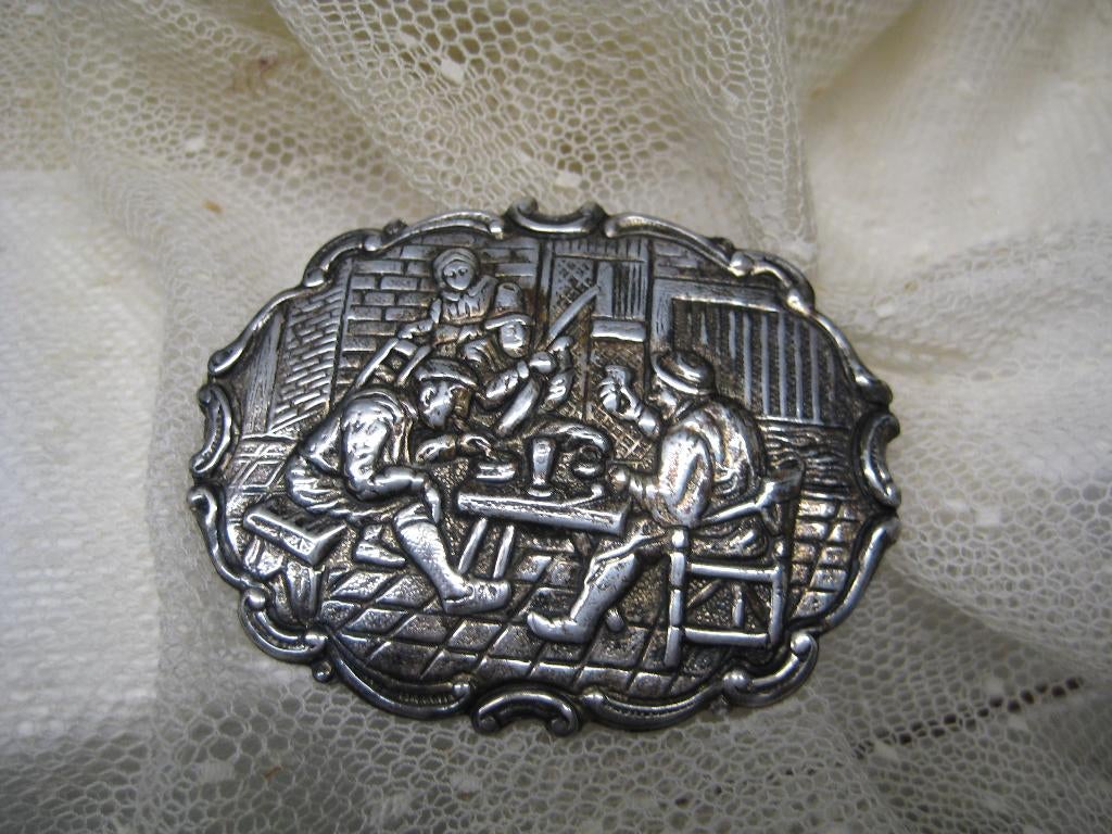 OUDE BROCHE OVAAL, Bijoux, Sacs & Beauté, Bijoux anciens, Enlèvement ou Envoi, Cuivre, Broche