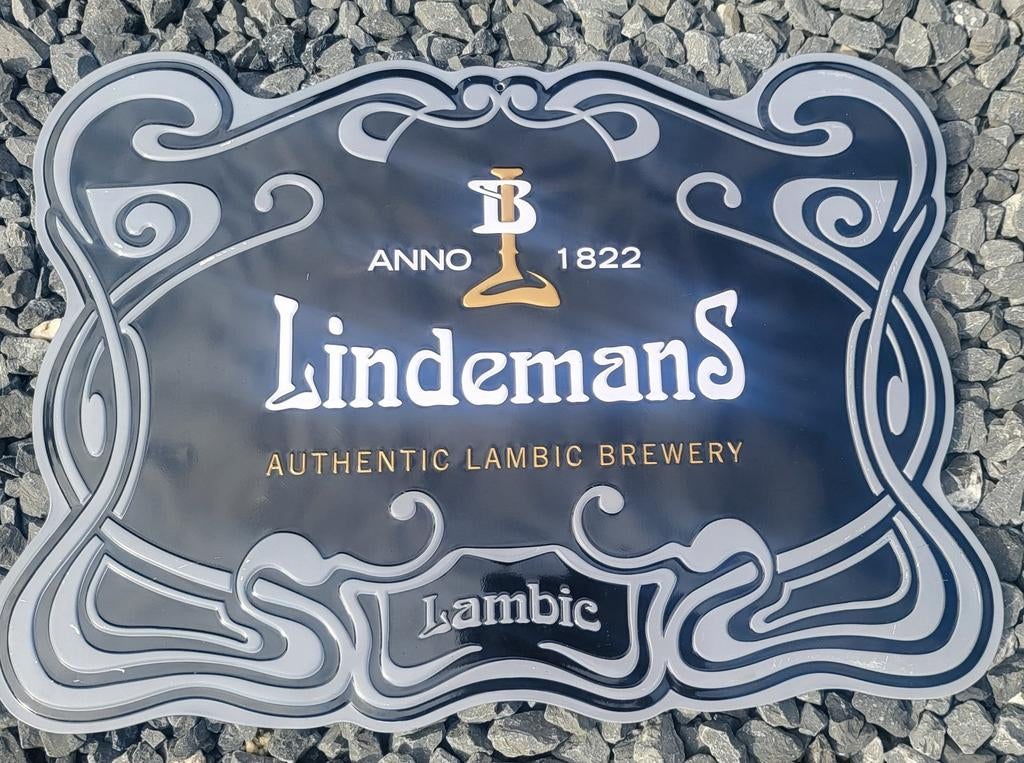 Brouwerij Lindemans publiciteitsbord, Verzamelen, Biermerken, Zo goed als nieuw, Ophalen of Verzenden