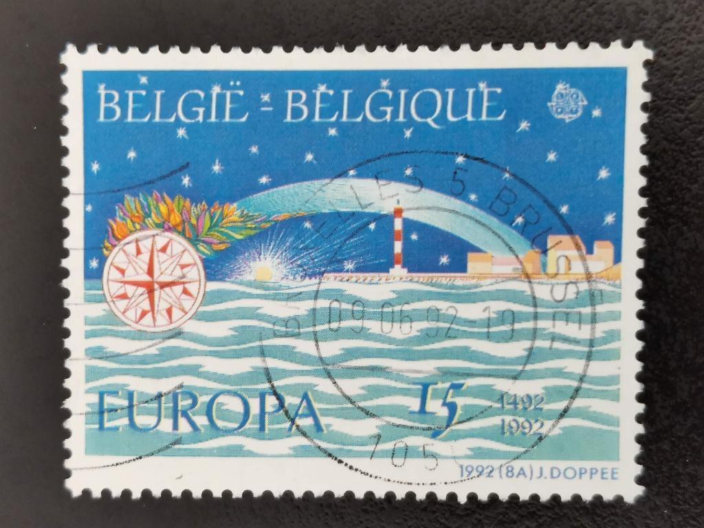 Belgique 1992 - découverte de l'Amérique par Colomb, phare, Enlèvement ou Envoi, Affranchi