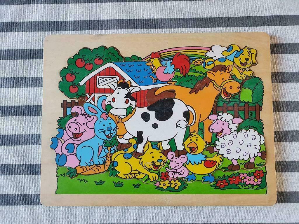 PUZZLE EN BOIS - FERME - 12 PCE, Enlèvement ou Envoi, 2 à 4 ans, Utilisé, 10 à 50 pièces