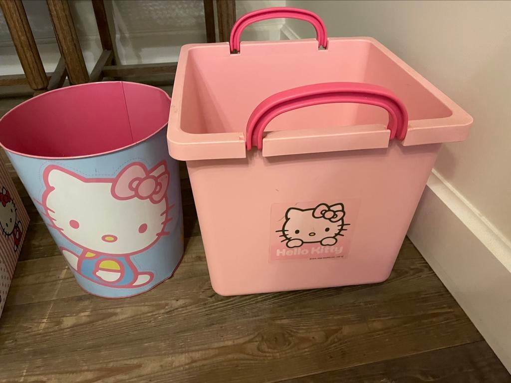 Hello Kitty doos met Dublo blokken en vuilnisbakje, Kinderen en Baby's, Ophalen of Verzenden, Gebruikt