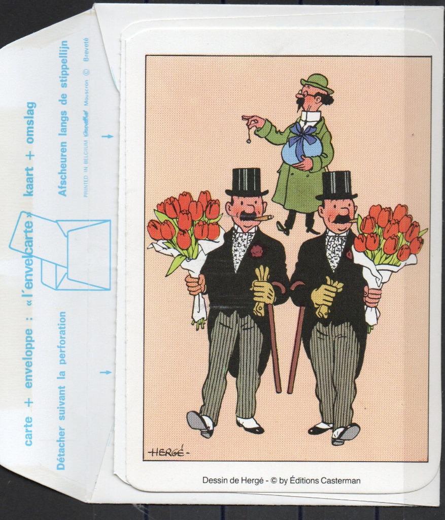 Envelcarte Tintin : Dupond/t et Tournesol (carte + envel), Collections, Enlèvement ou Envoi