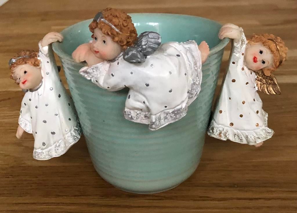 set van 3 stenen engeltjes decoratie, Ophalen of Verzenden, Zo goed als nieuw