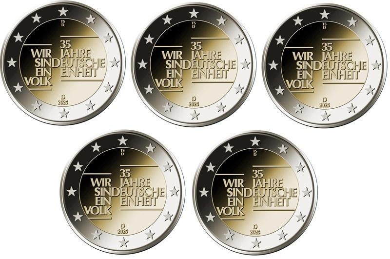 5x 2 euro Duitsland 2025 Ein Volk, Postzegels en Munten, Munten | Europa | Euromunten, Ophalen of Verzenden, Duitsland, 2 euro