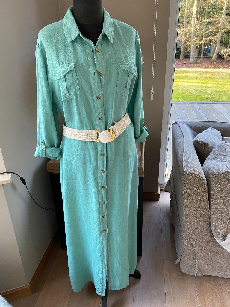 Robe longue en lin vert menthe SCAPA TOPOS - 40/42, Taille 38/40 (M), Scapa, Enlèvement ou Envoi, Comme neuf