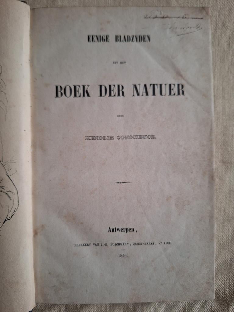 Hendrik Conscience -Eenige bladzyden uit het boek der natuer, Antiek en Kunst, Antiek | Boeken en Manuscripten, Ophalen of Verzenden