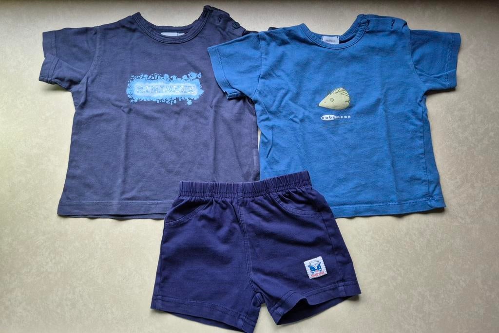 Set van 2 blauwe T-shirts van Mexx & short - Maat 68, Kinderen en Baby's, Babykleding | Maat 68, Mexx, Jongetje of Meisje, Ophalen of Verzenden