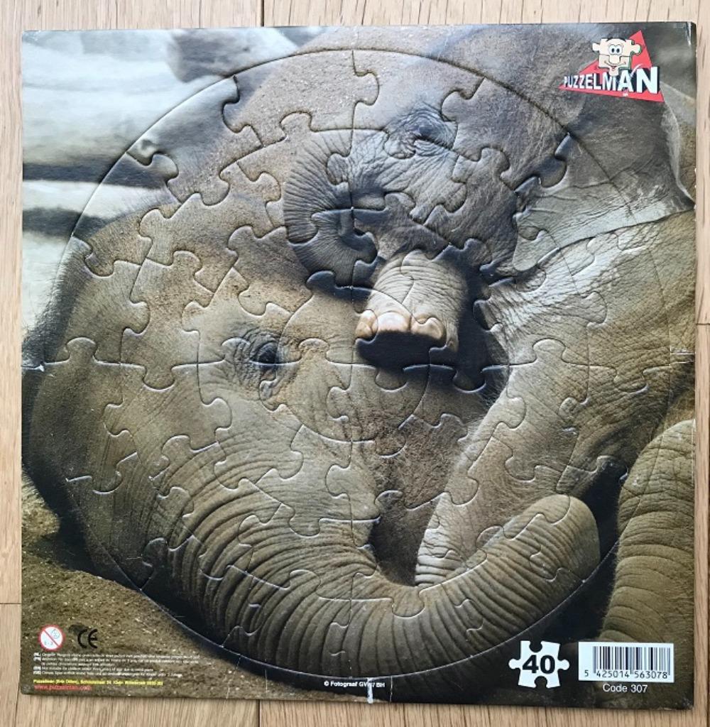 Puzzel Olifanten 40 stukjes, Ophalen of Verzenden, 10 tot 50 stukjes, Zo goed als nieuw, 4 tot 6 jaar