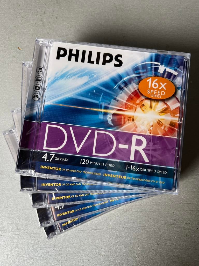 Philips DVD-R 5 stuks nieuw, Philips, Nieuw, Ophalen of Verzenden, Dvd