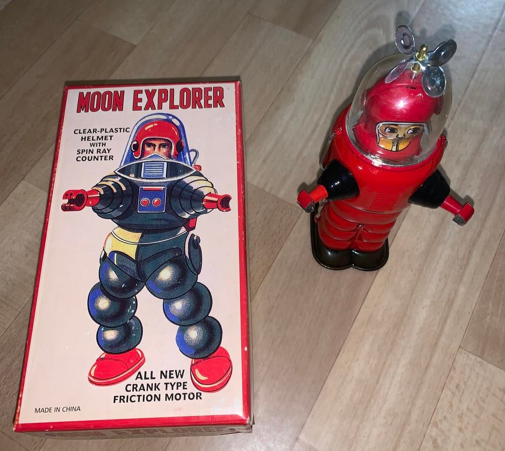 Moon Explorer Robot - crank type friction motor, Antiek en Kunst, Ophalen of Verzenden