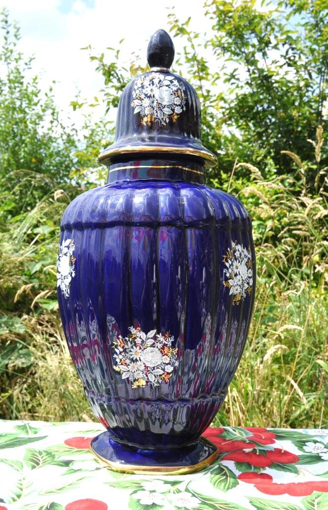 D grande potiche couverte ventrue decor bouquet, Enlèvement ou Envoi