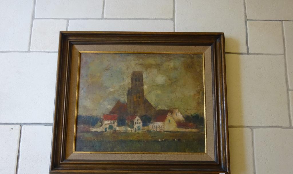 Jean Oosterlynck, Damme '69, doek, 40 x 50 cm, Ophalen of Verzenden