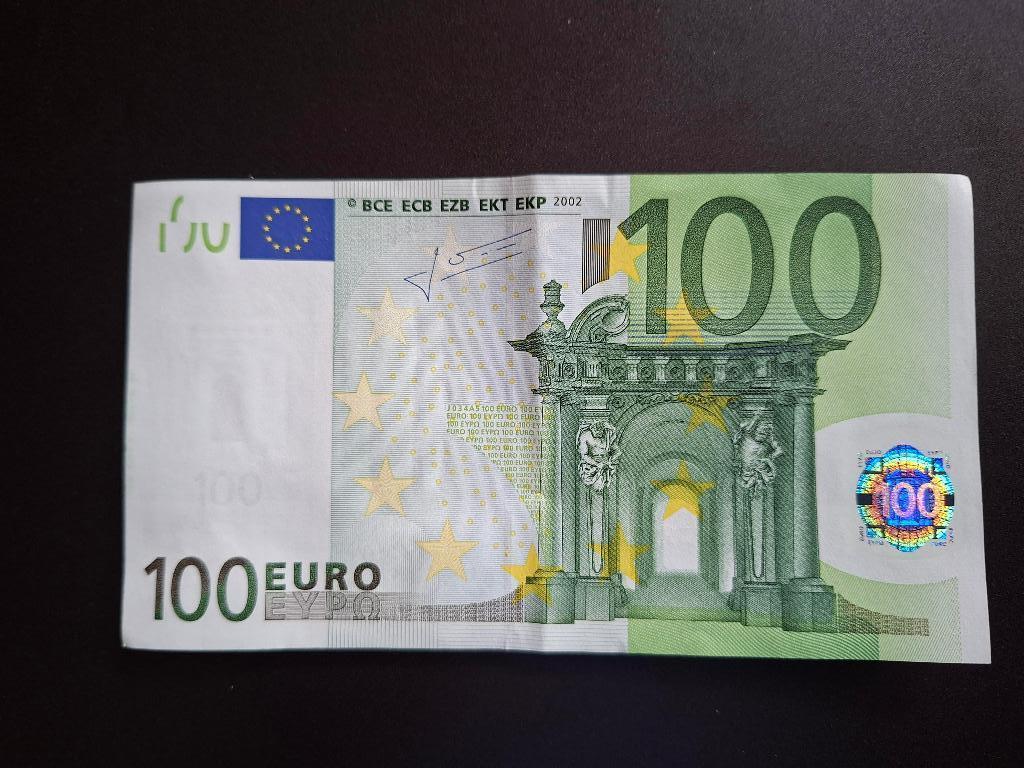 2002 Italië 100 euro oude serie Trichet code J034, Postzegels en Munten, Bankbiljetten | Europa | Eurobiljetten, Verzenden, Italië