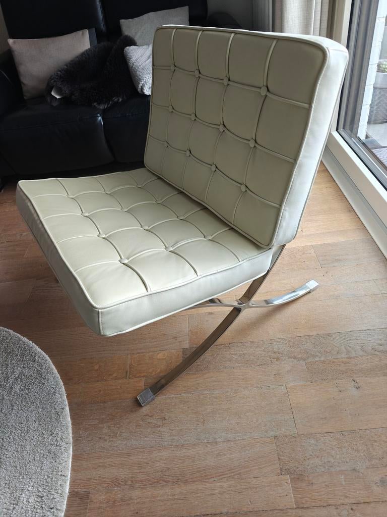 Barcelona design fauteuil – echt leer – RVS frame, Enlèvement
