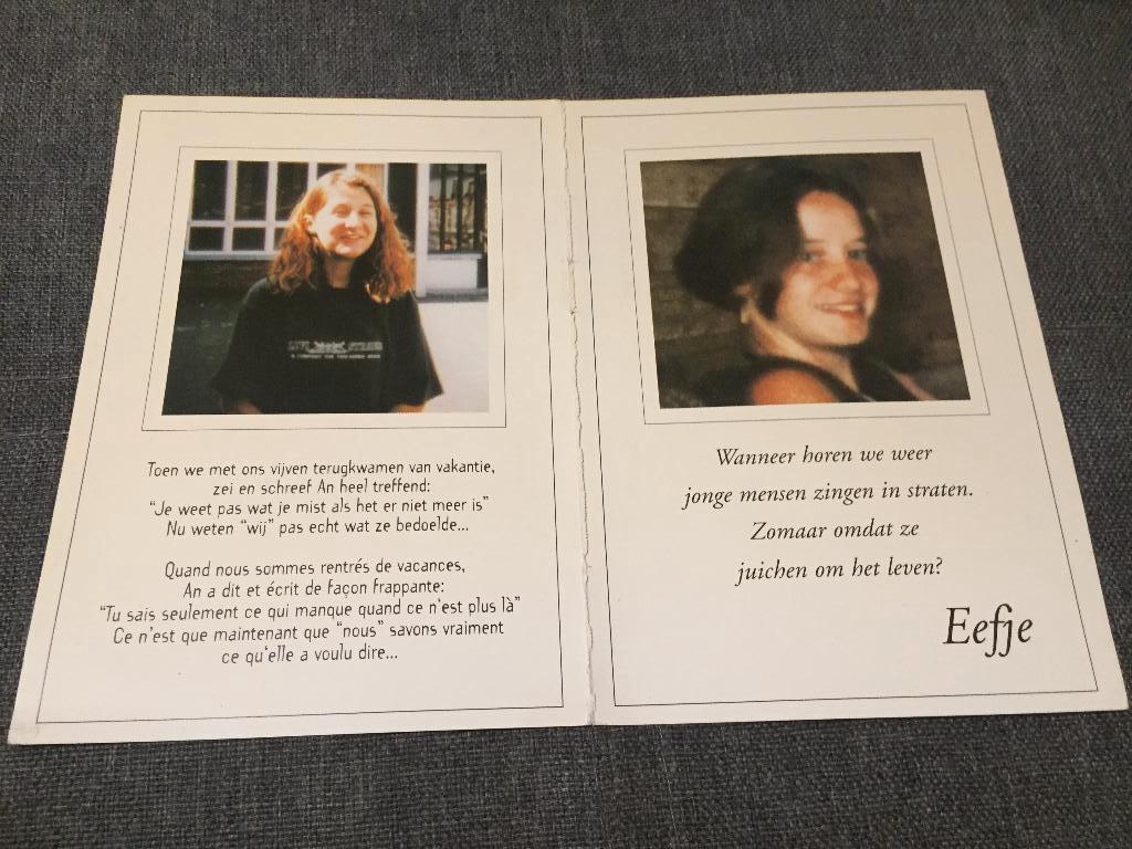 Doodsprentje (An) en Eefje, Verzamelen, Ophalen of Verzenden, Rouwkaart