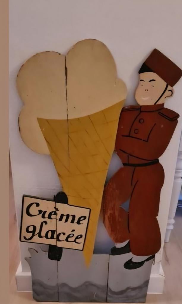 antiek stoepbord creme glacee panneau de trottoir antique cr, Enlèvement, Comme neuf