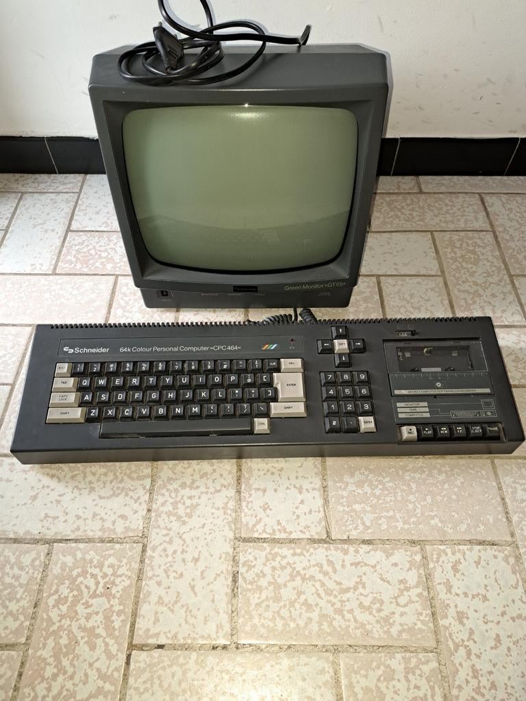 Schneider 64k kleuren-personal computer CPC 464 + monitor, Computers en Software, Vintage Computers, Ophalen of Verzenden
