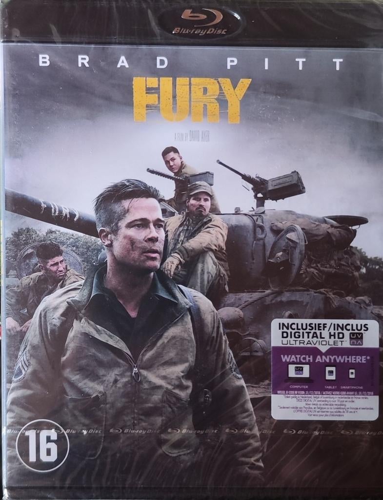 Fury Blu-ray Brad Pitt WW2 mastered 4K nieuw sealed, Ophalen of Verzenden, Nieuw in verpakking