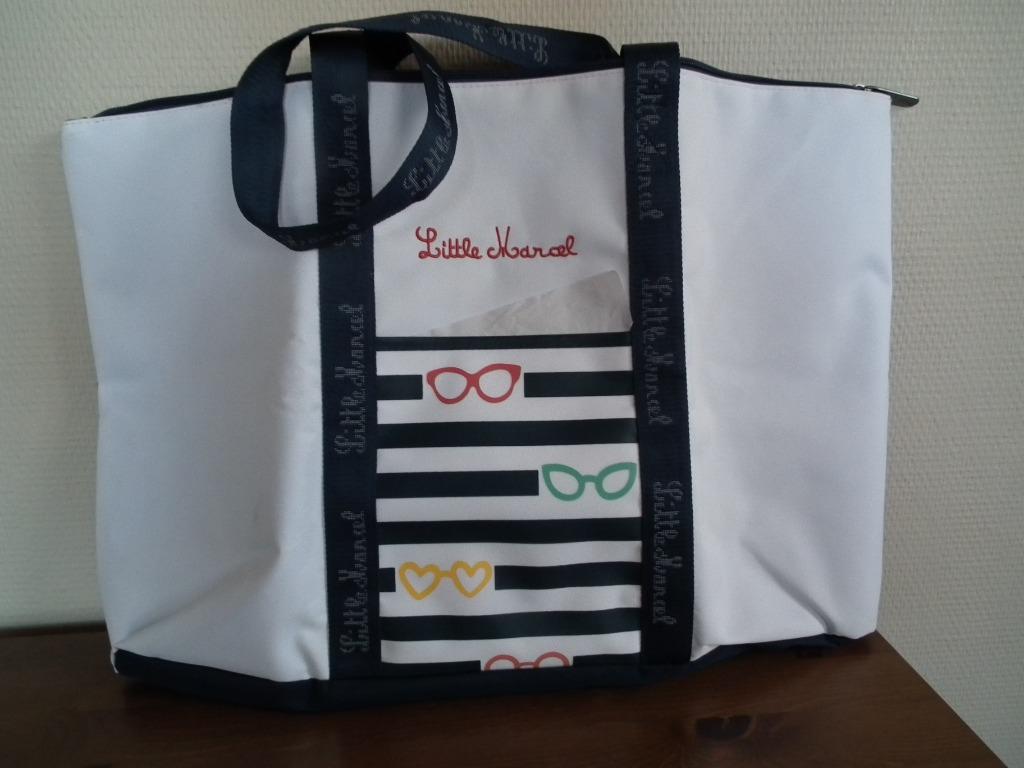 Sac, cabas. coloris blanc & marine (Littel Marcel), Envoi, Comme neuf, Blanc, Autres types