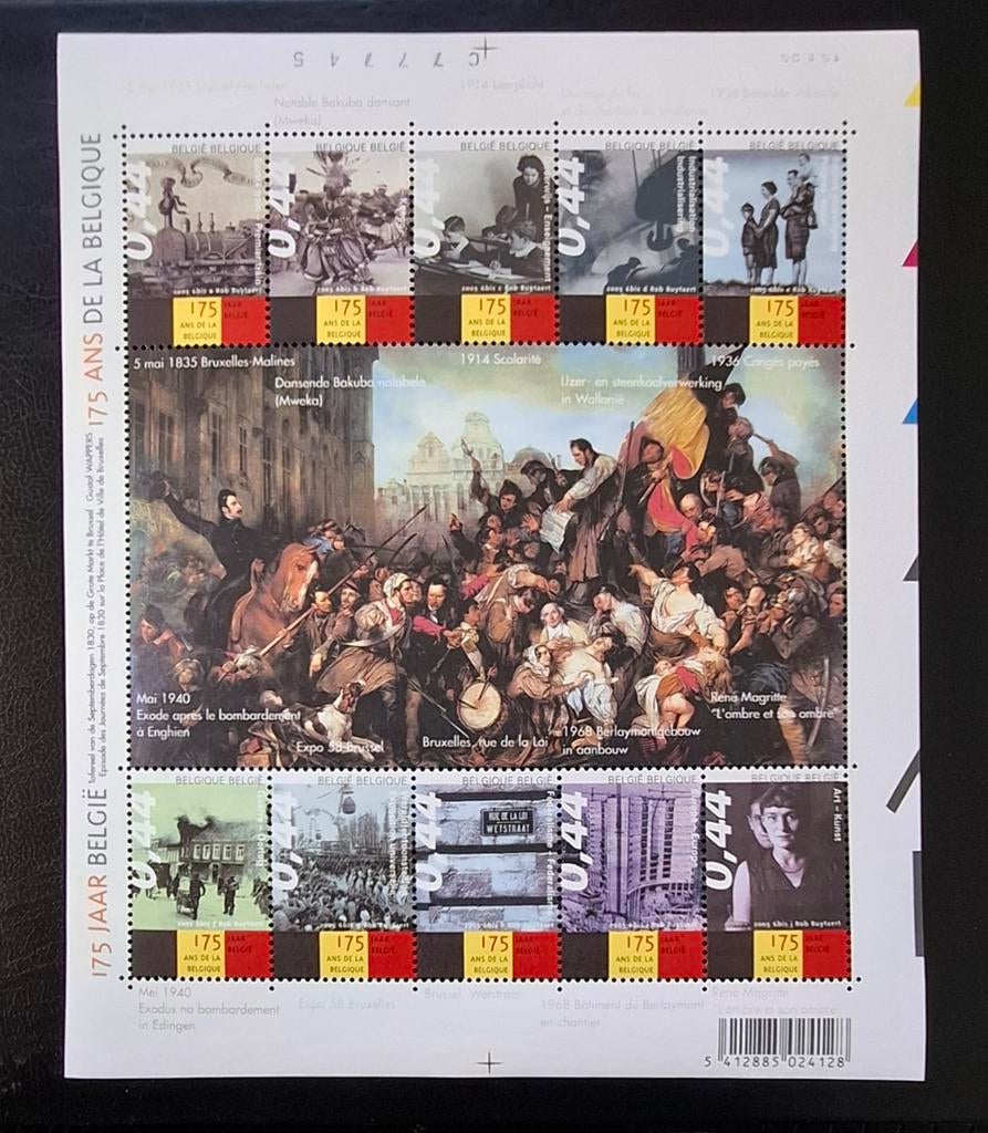 Belgique : COB 3357/66-BL119 ** 175 ans de la Belgique 2005., Sans timbre, Neuf, Enlèvement ou Envoi, Non oblitéré