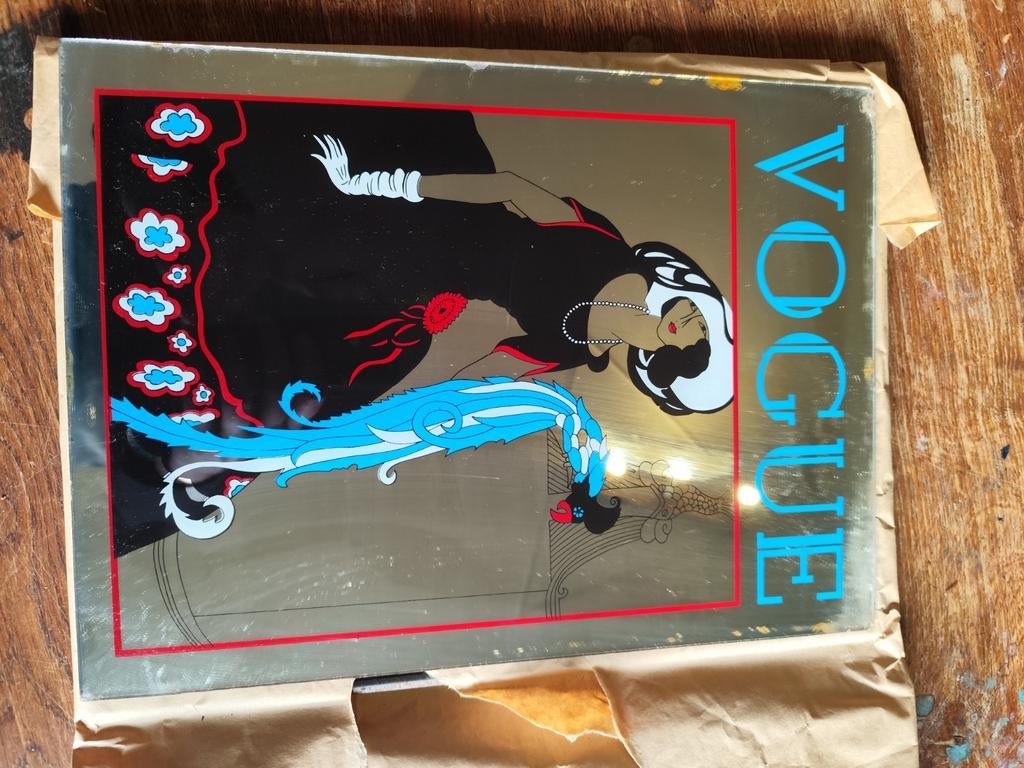 Miroir publicitaire Art Déco Vogue 1921, couverture Helen Dr, Enlèvement, Utilisé
