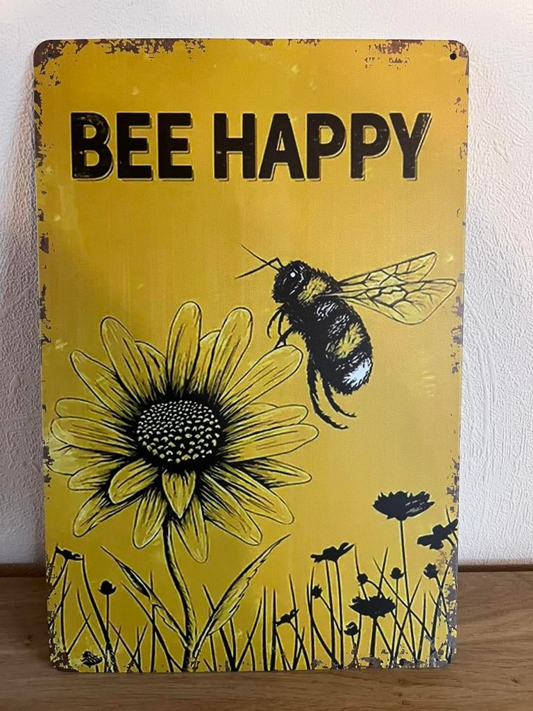 Plaque metallique Bee Happy miel abeille, Enlèvement ou Envoi, Neuf