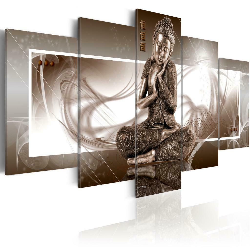 15 Buddha Boedha 5Luik Canvas Schilderij 200x100cm in 2maten, Antiek en Kunst, Ophalen of Verzenden