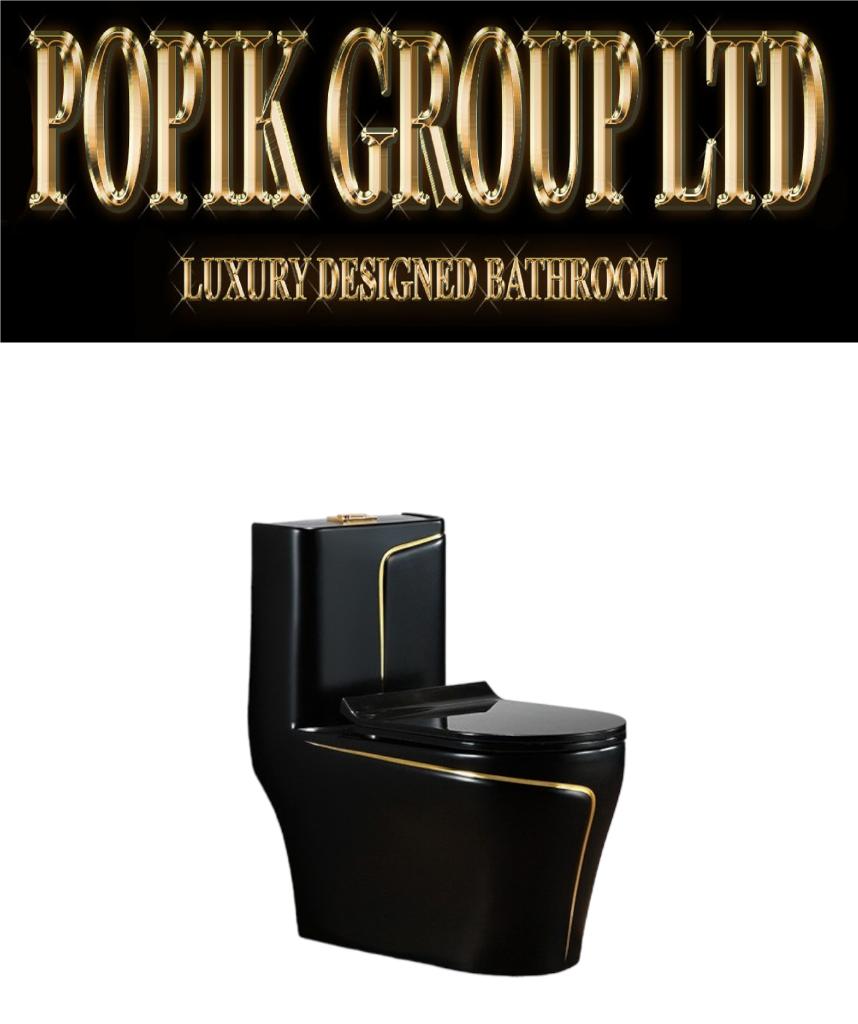 Toilette de Luxe Noir et Or - Design Moderne pour Votre Sall, Enlèvement ou Envoi, Neuf, Avec baignoire