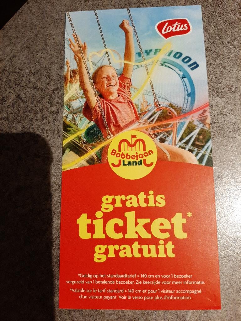 Ticket Bobbejaanland, Tickets en Kaartjes, Eén persoon, Ticket of Toegangskaart