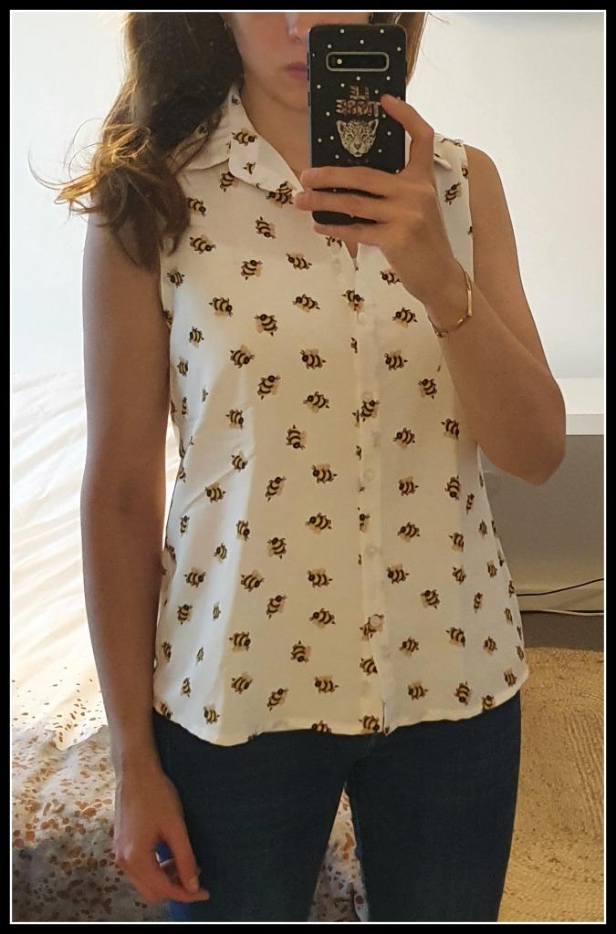Top blanc avec abeilles « Amélie & Amélie », Sans manches, Taille 38/40 (M), Enlèvement ou Envoi, Comme neuf