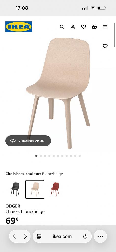 2 chaises IKEA ODGER, Maison & Meubles, Enlèvement, Comme neuf, Autres couleurs, Deux