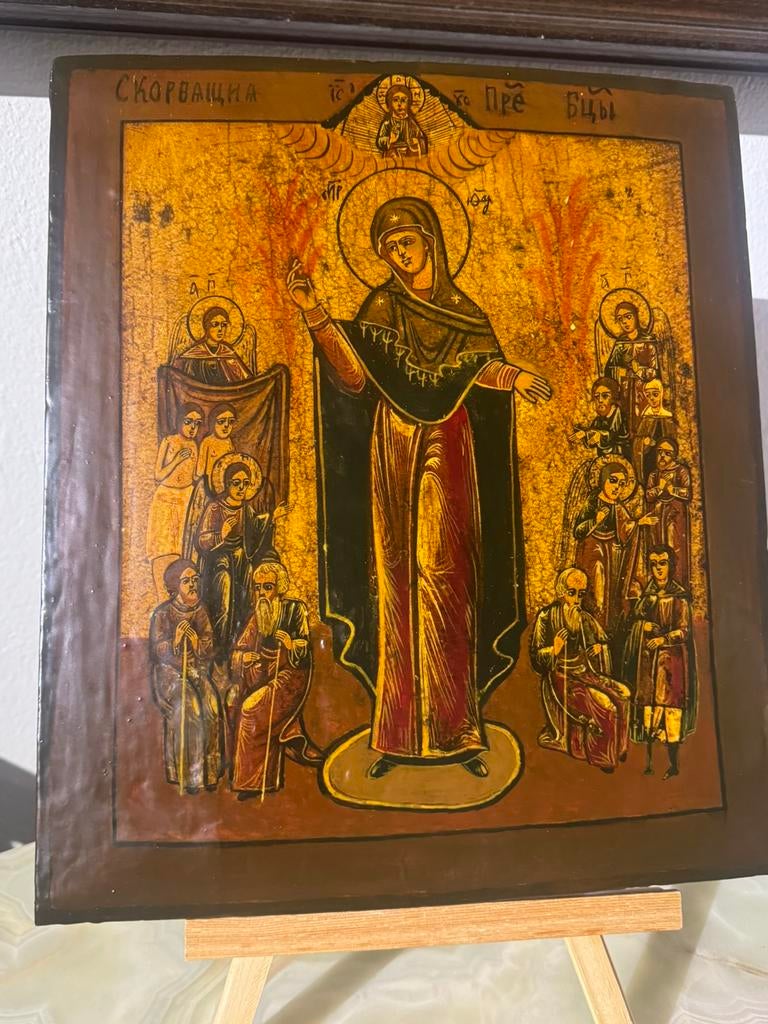 antiek Russisch-orthodox icoon., Antiek en Kunst, Antiek | Religieuze voorwerpen, Ophalen of Verzenden