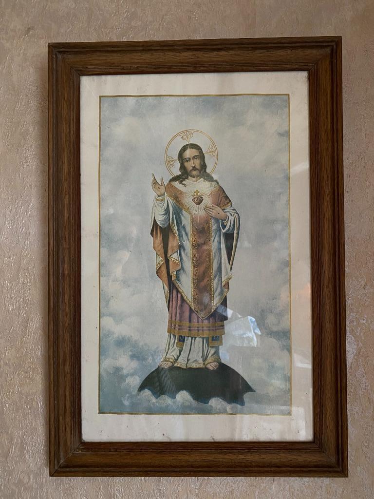 Antieke houten kader met Jezus Christus afbeelding, Antiek en Kunst, Antiek | Religieuze voorwerpen, Ophalen