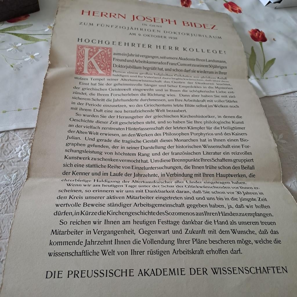 Oud doctoraad document 1938, Antiek en Kunst, Ophalen of Verzenden