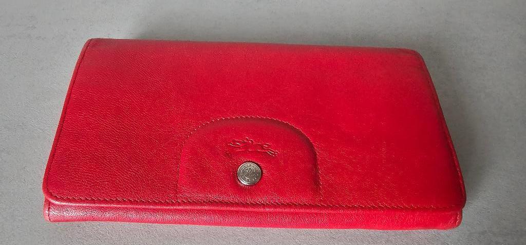 portefeuille Longchamp, Rouge, Autres marques, Cuir, Comme neuf